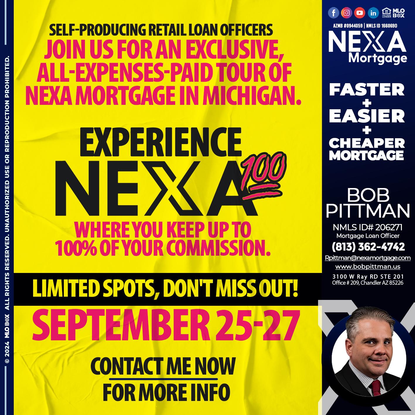 NEXA 100 - Bob Pittman -Mortgage Loan Officer