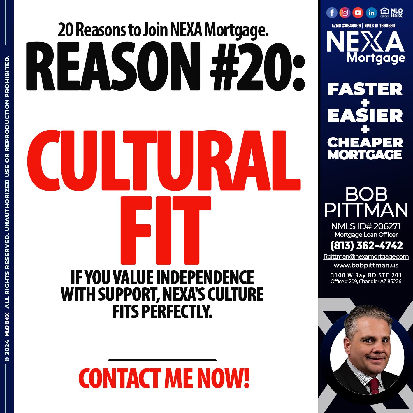 REASON 20 - Bob Pittman -Mortgage Loan Officer
