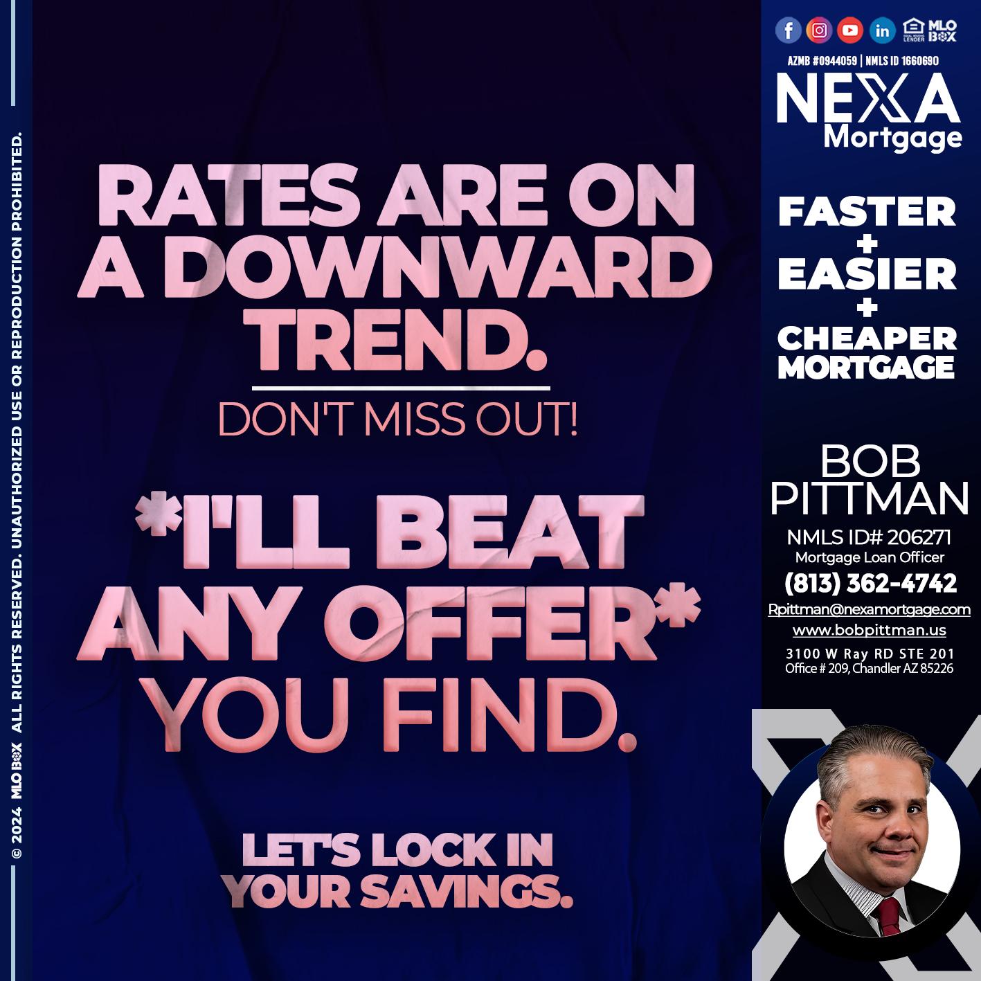 RATES - Bob Pittman -Mortgage Loan Officer