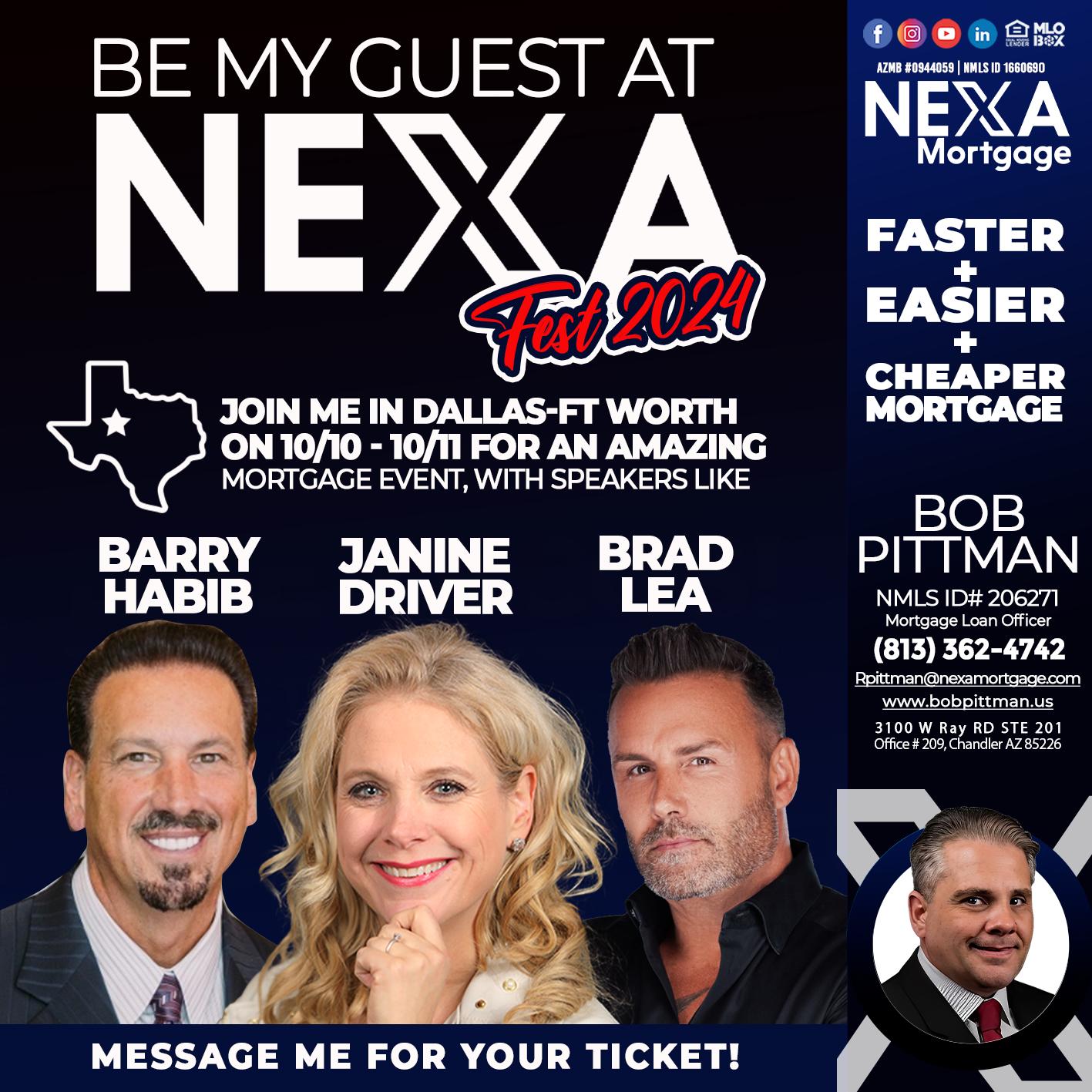 be my guest - Bob Pittman -Mortgage Loan Officer