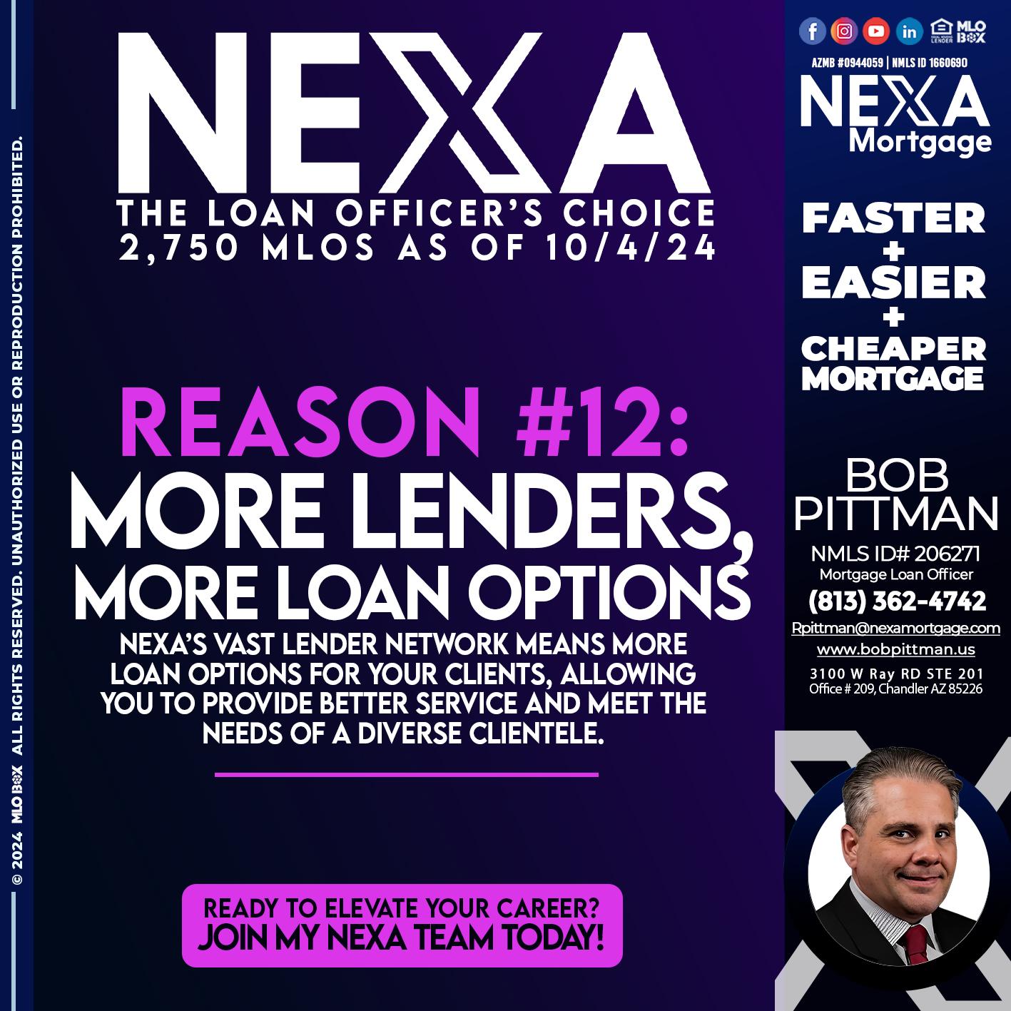 REASON 12 CHOICE - Bob Pittman -Mortgage Loan Officer