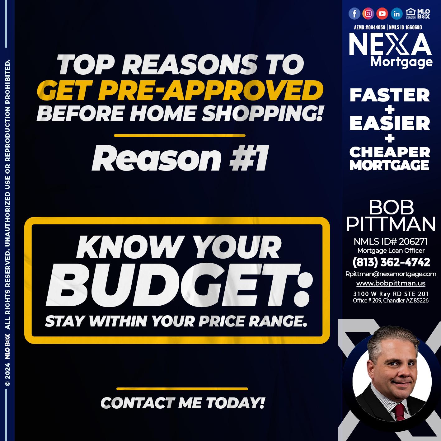 REASON 1 - Bob Pittman -Mortgage Loan Officer