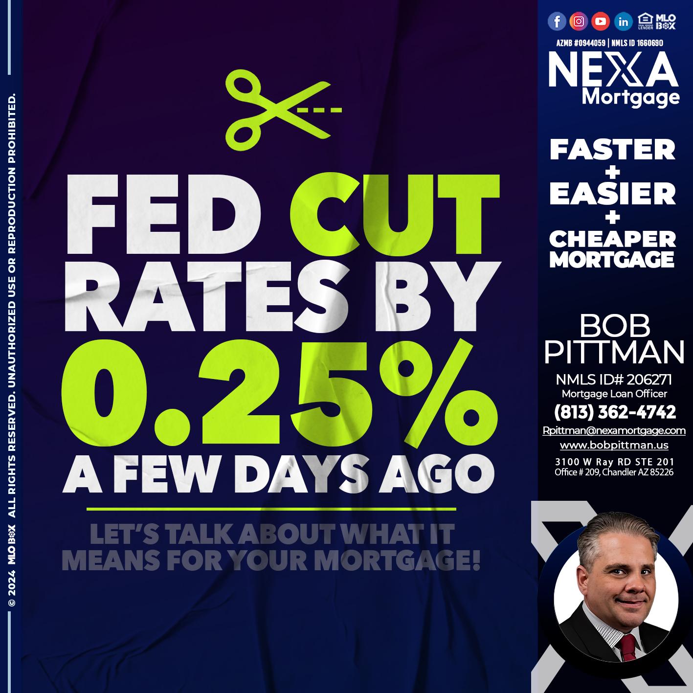 FED CUT 2.5% - Bob Pittman -Mortgage Loan Officer