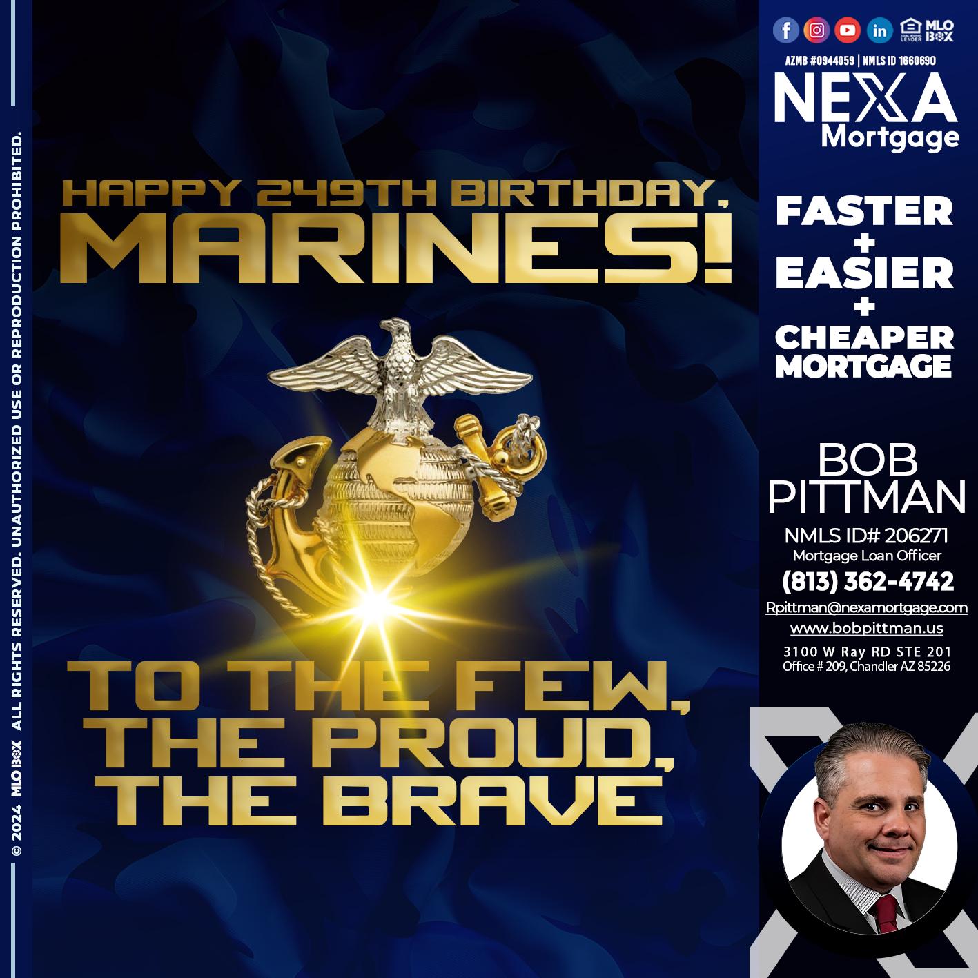 MARINES BIRTHDAY - Bob Pittman -Mortgage Loan Officer
