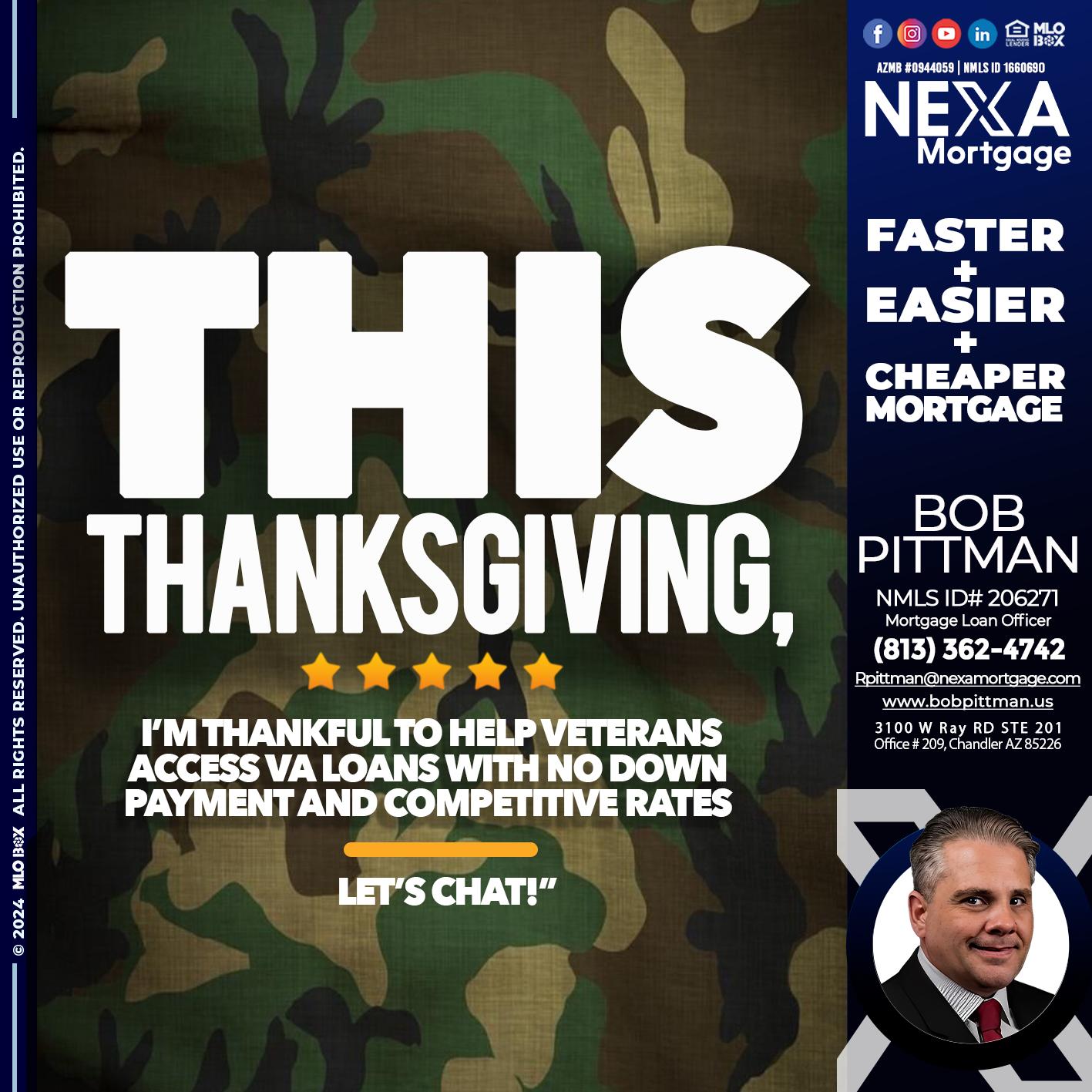 THIS THANKSGIVING - Bob Pittman -Mortgage Loan Officer