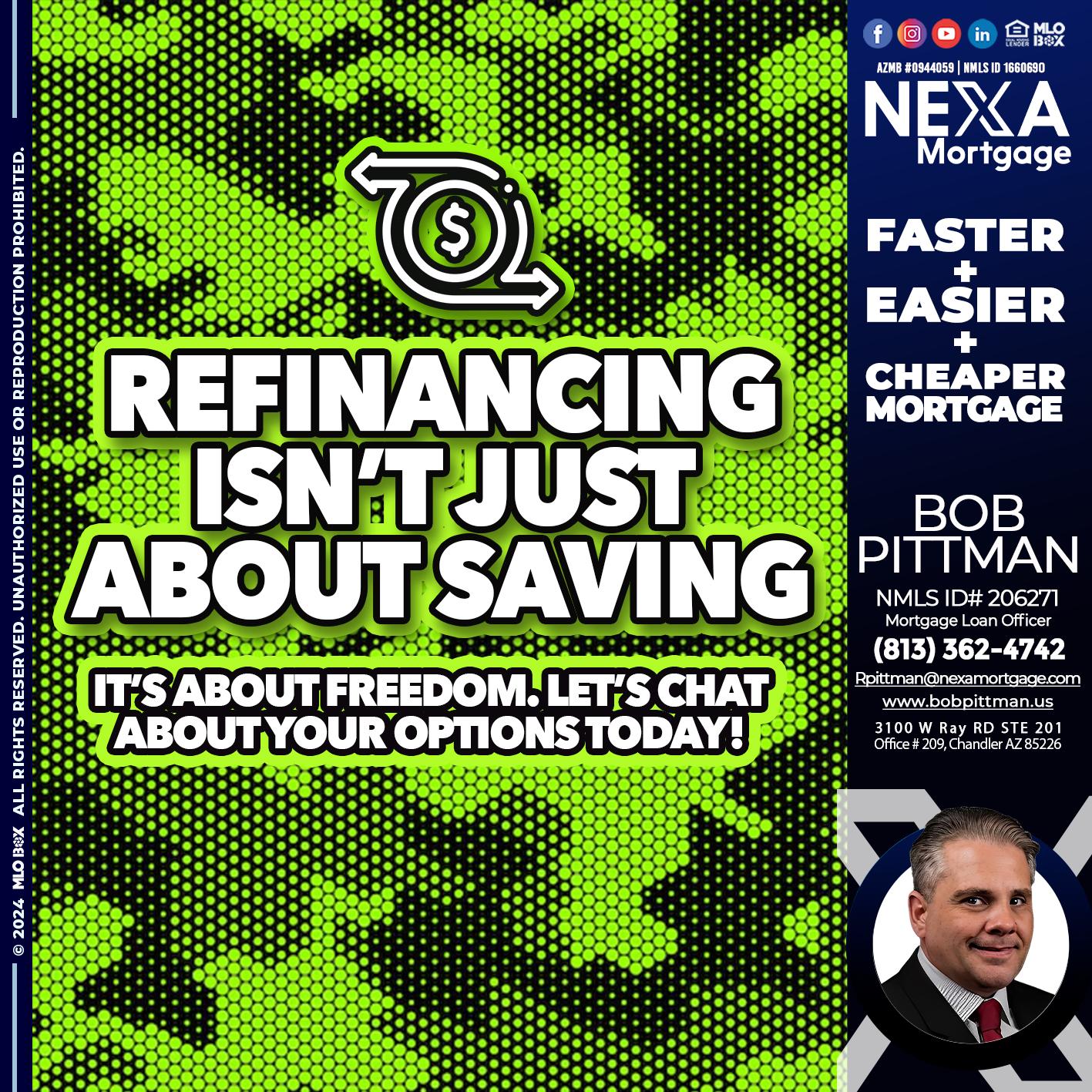 REFINANCING - Bob Pittman -Mortgage Loan Officer