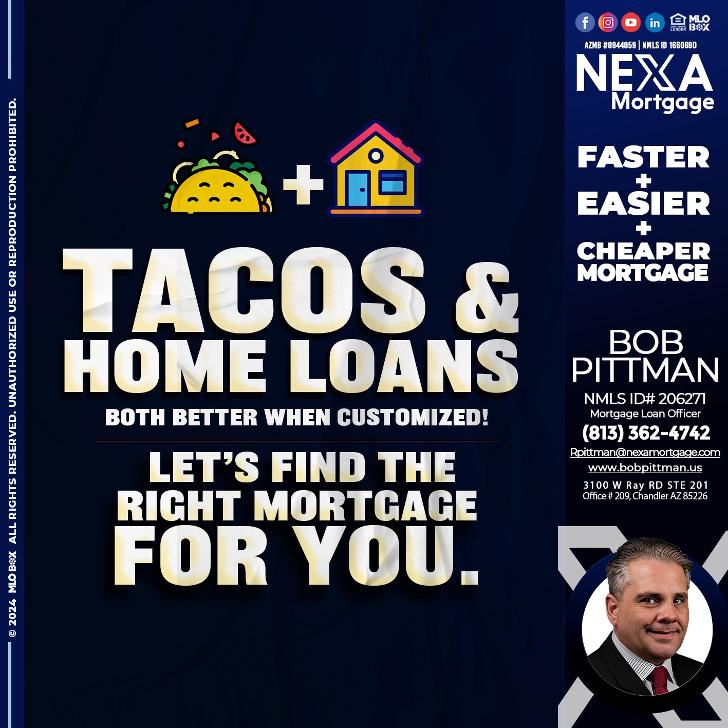 TACOS & LOANS - Bob Pittman -Mortgage Loan Officer
