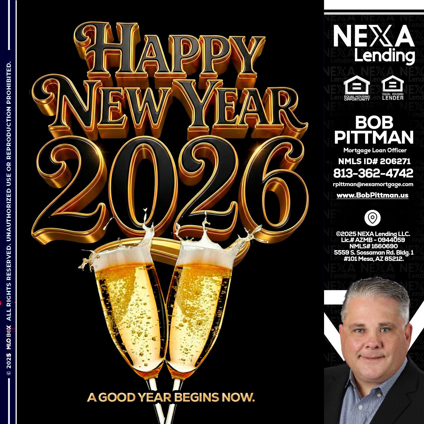 happy new year 2026 - Bob Pittman -Mortgage Loan Officer