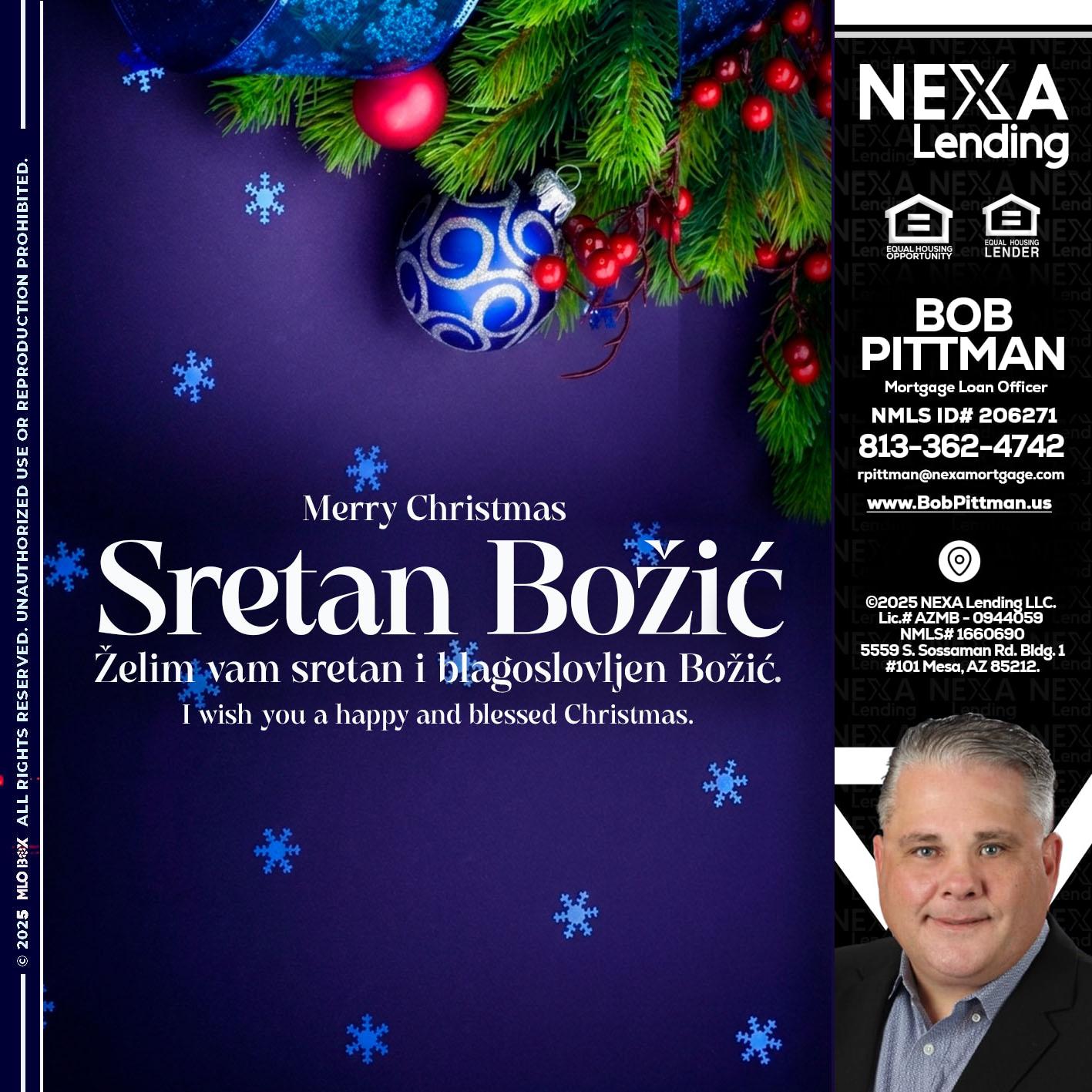 Sretan Božić - Bob Pittman -Mortgage Loan Officer
