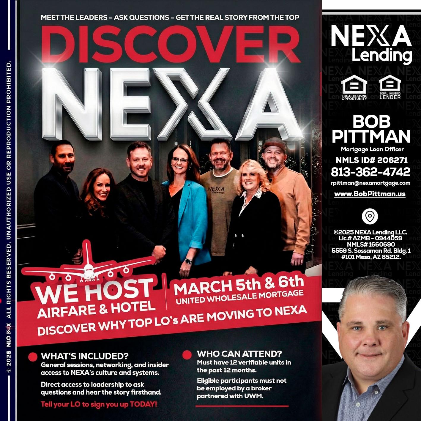 DISCOVER NEXA - Bob Pittman -Mortgage Loan Officer