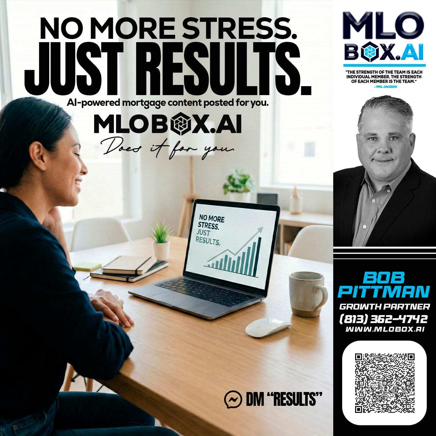 NO MORE STRESS - Bob Pittman -Mortgage Loan Officer