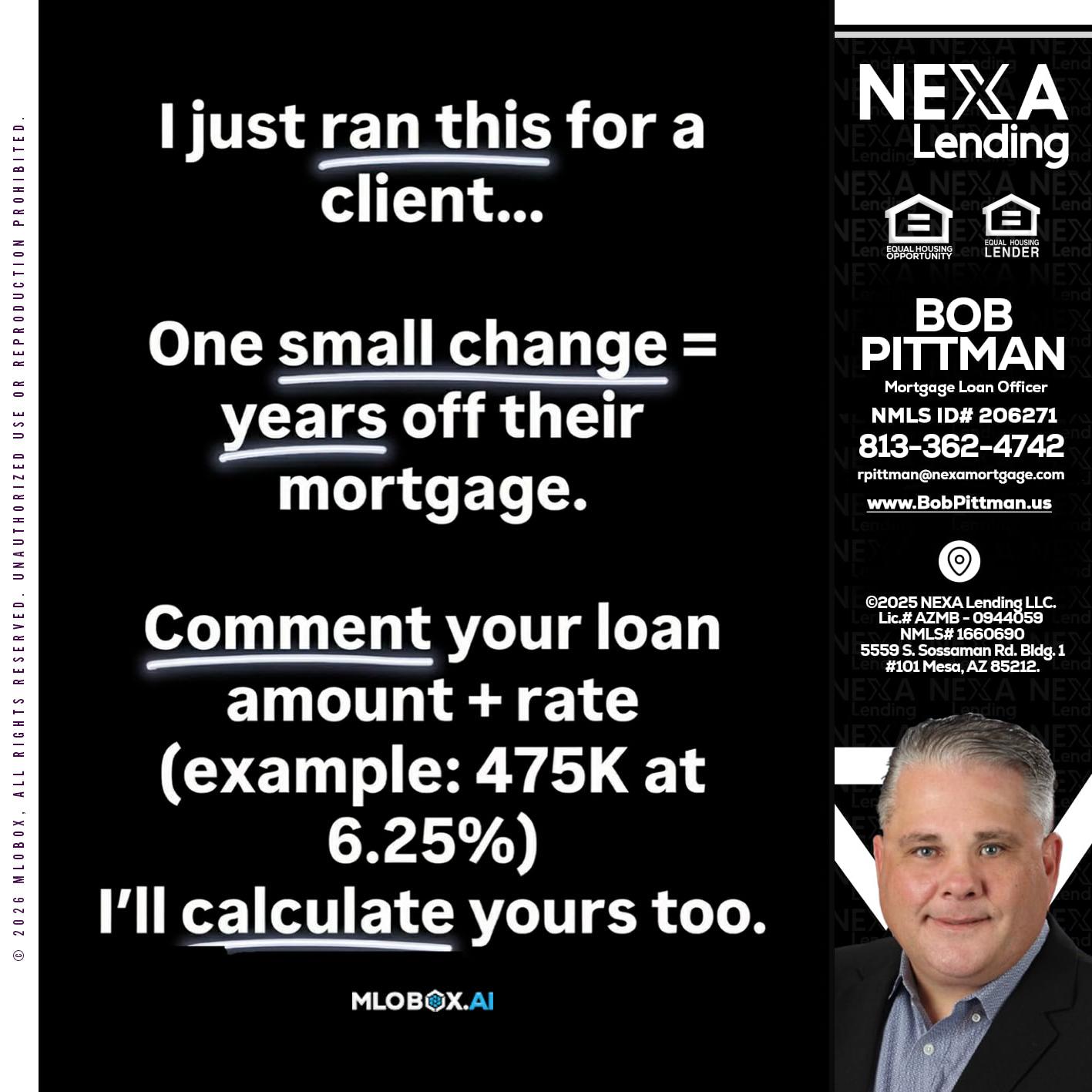 I JUST RAN - Bob Pittman -Mortgage Loan Officer