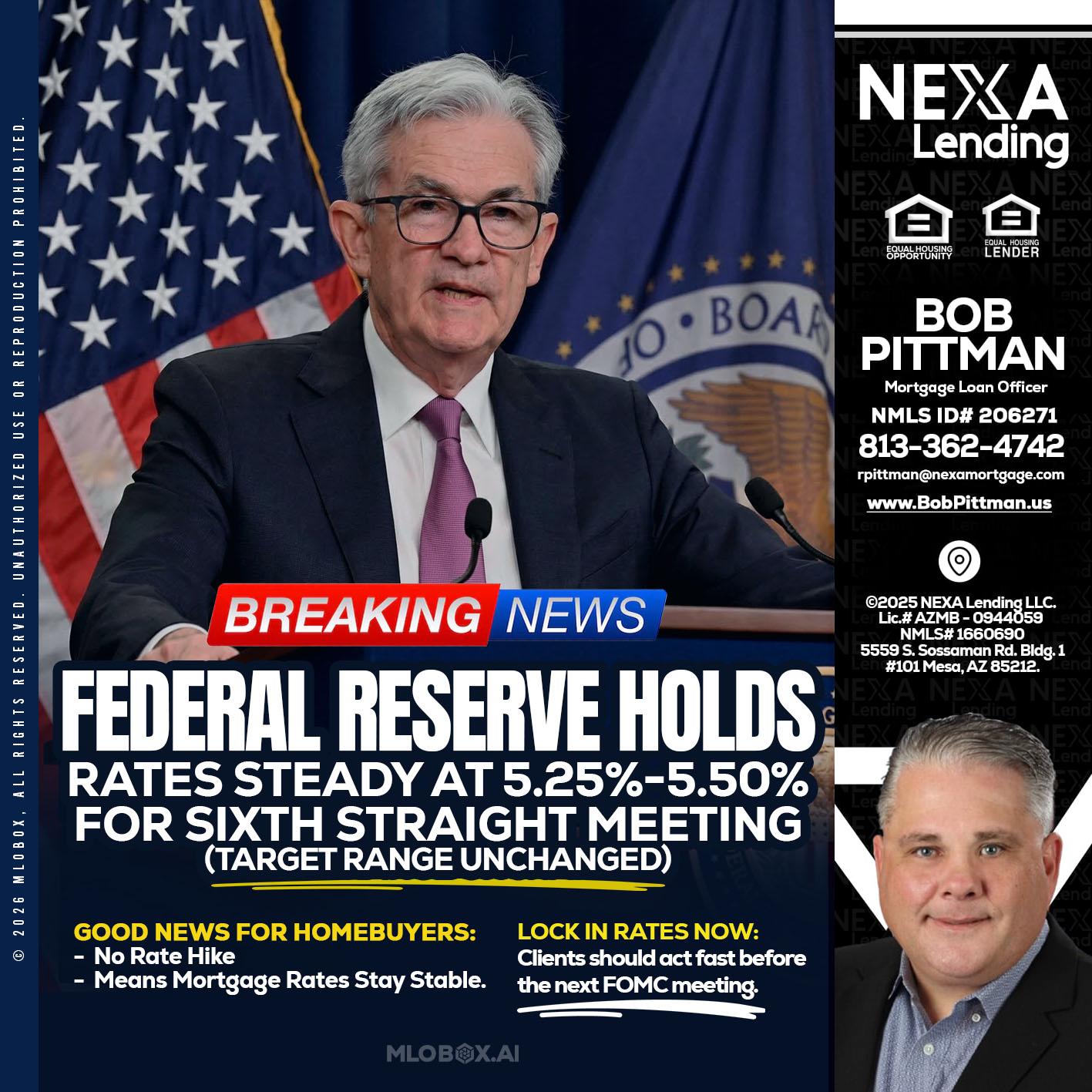 federal reserve - Bob Pittman -Mortgage Loan Officer