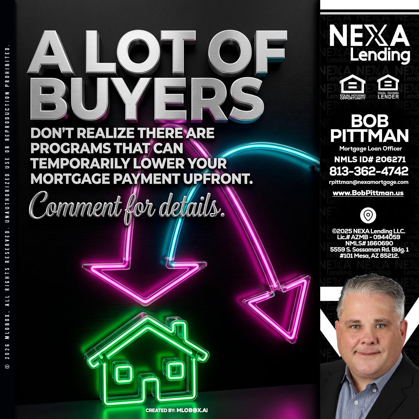 A LOT OF BUYERS - Bob Pittman -Mortgage Loan Officer