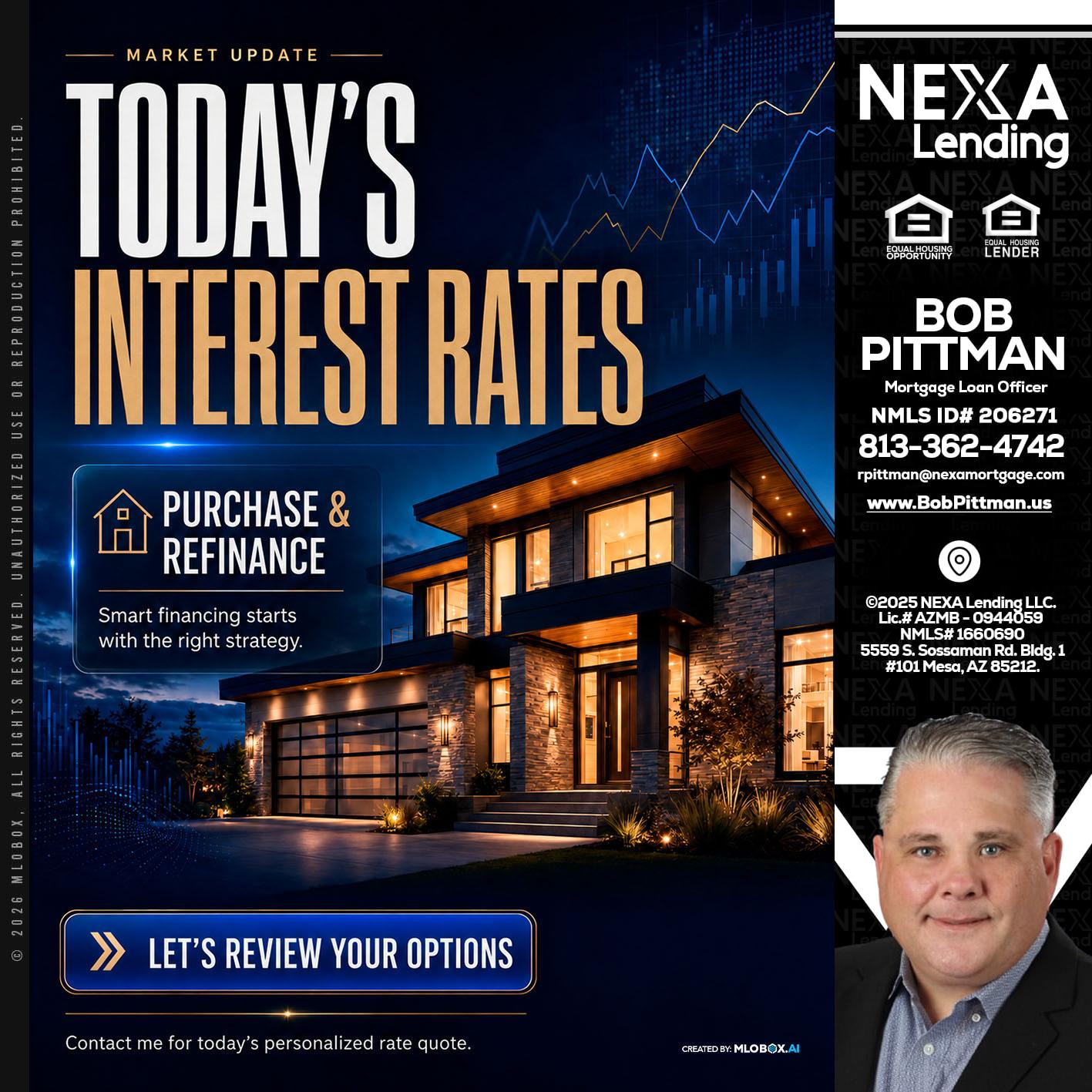 TODAYS RATES - Bob Pittman -Mortgage Loan Officer