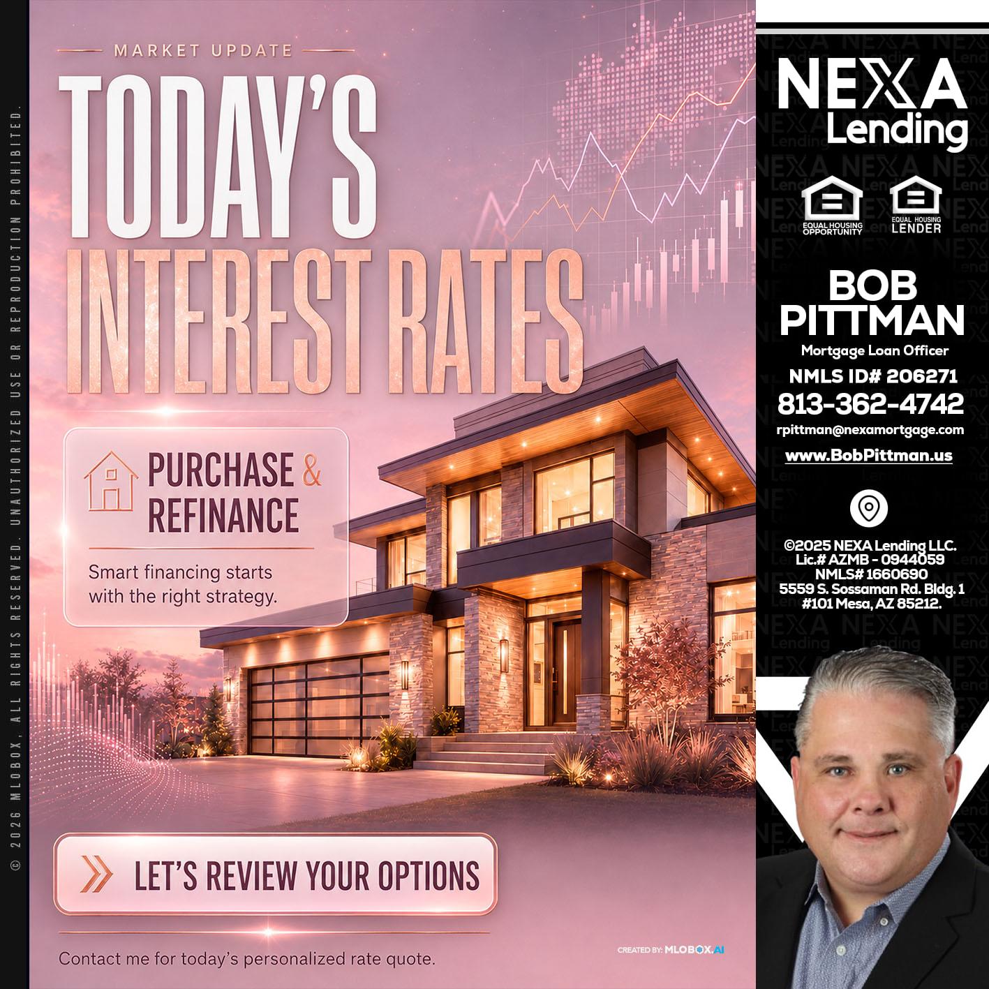 todays interest rates - Bob Pittman -Mortgage Loan Officer