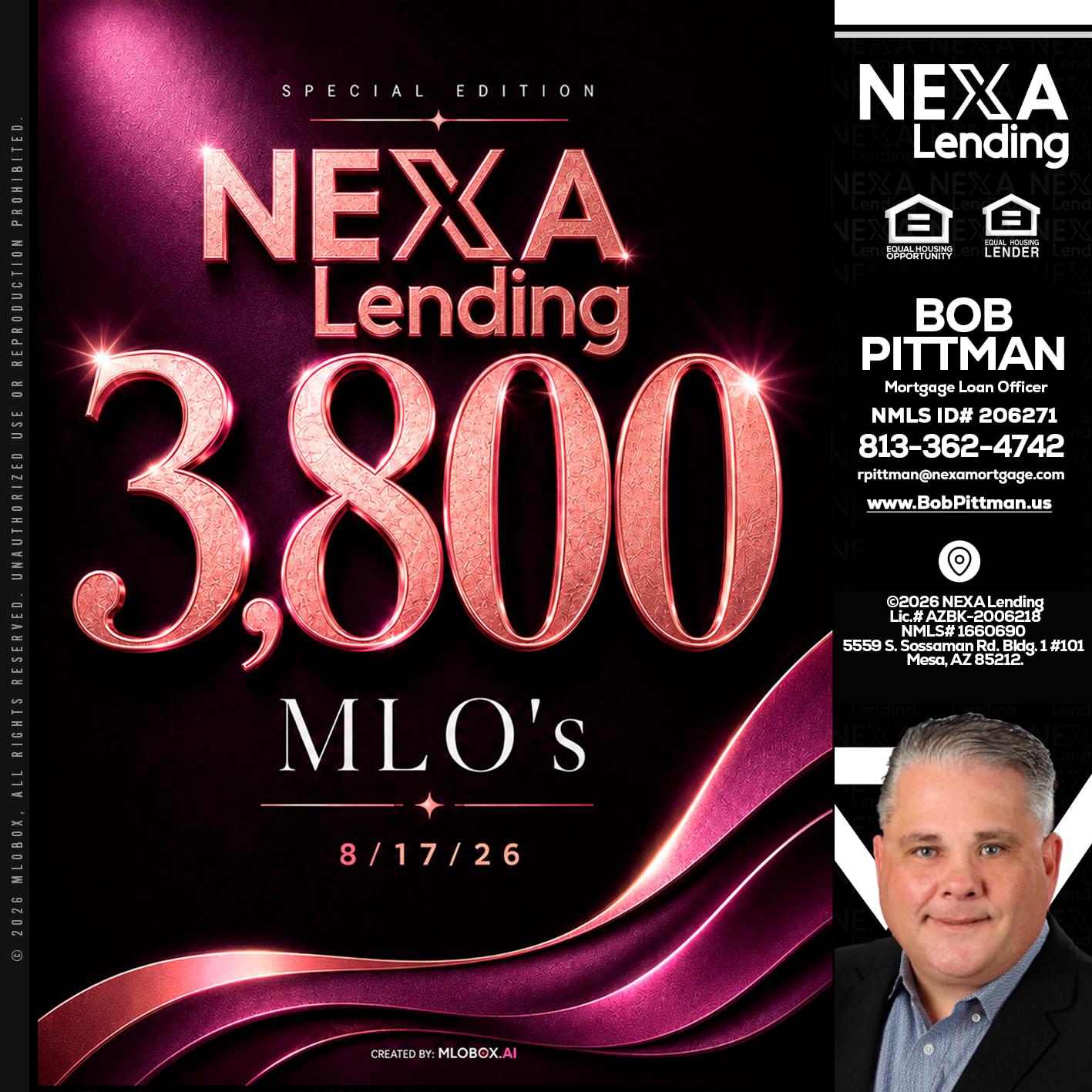 3800 MLOs - Bob Pittman -Mortgage Loan Officer