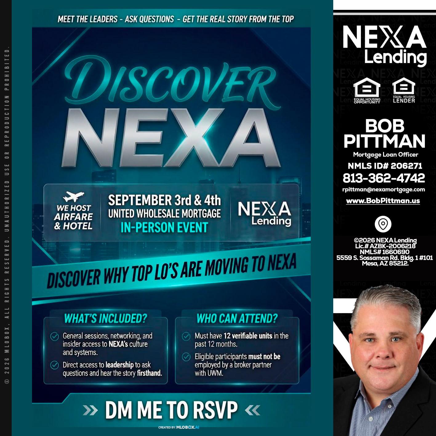 DISCOVER NEXA - Bob Pittman -Mortgage Loan Officer