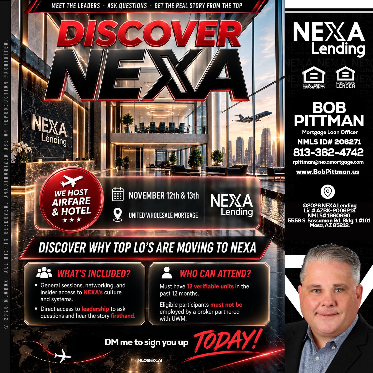 DISCOVER NEXA - Bob Pittman -Mortgage Loan Officer