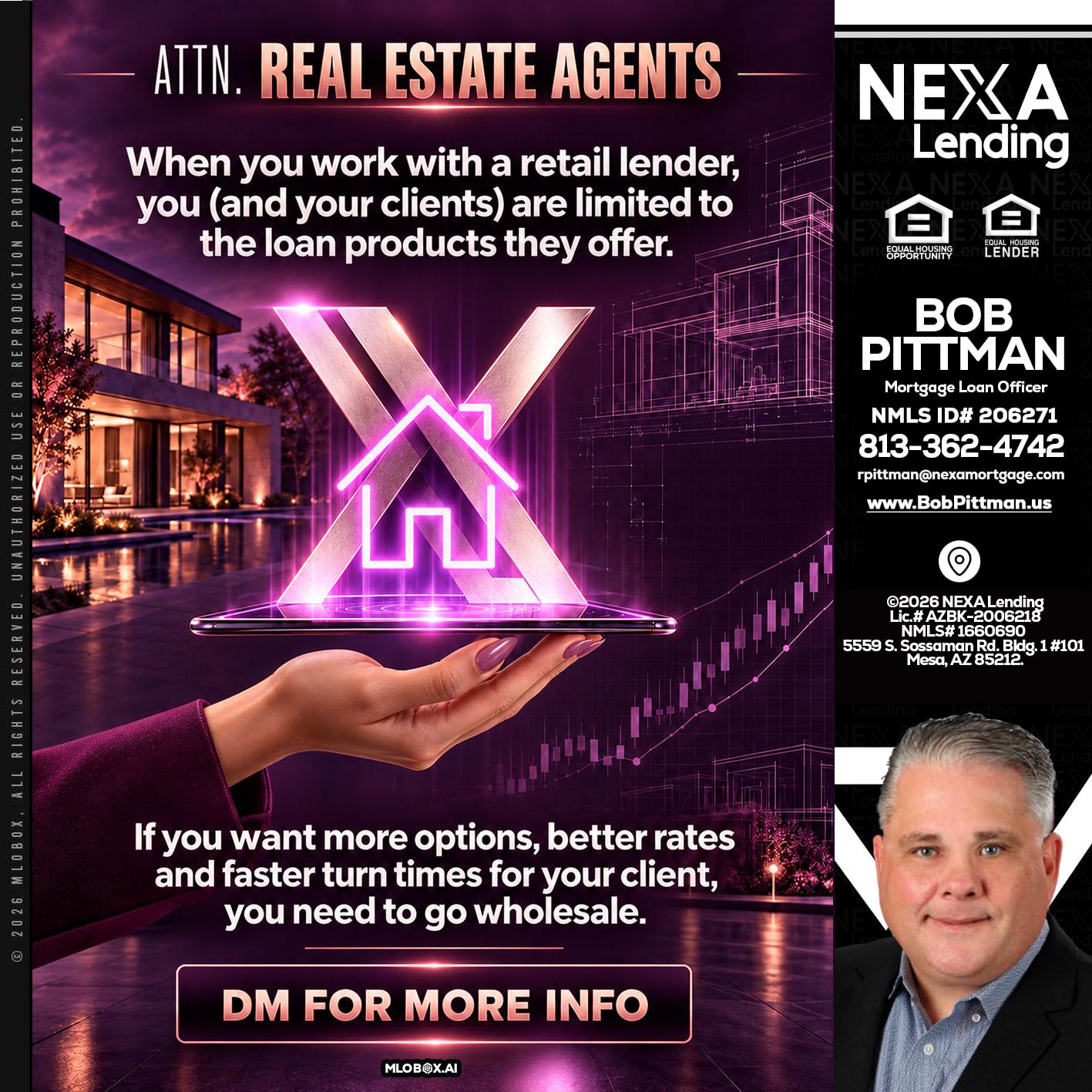 REAL ESTATE AGENTS - Bob Pittman -Mortgage Loan Officer