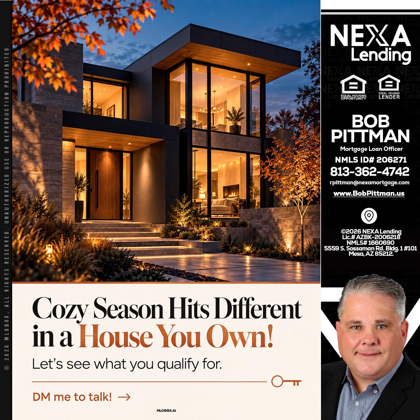 COZY SEASON - Bob Pittman -Mortgage Loan Officer