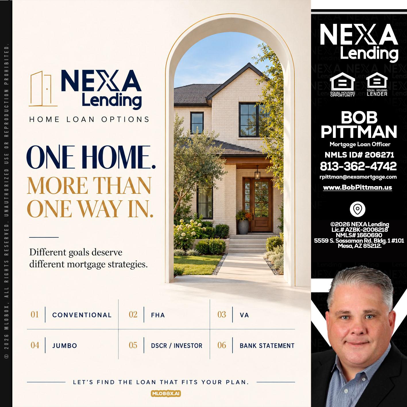 ONE HOME - Bob Pittman -Mortgage Loan Officer